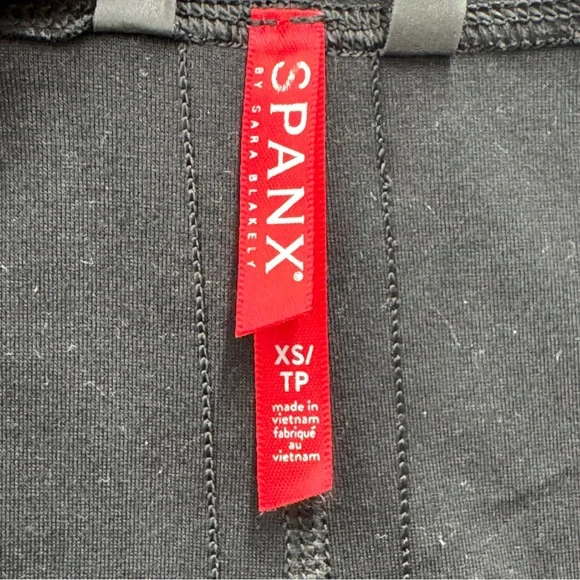 Spanx Black Asymmetrical Draped Jacket XS Faux Leather Sleeve Moto Chic Edgy - Picture 10 of 13